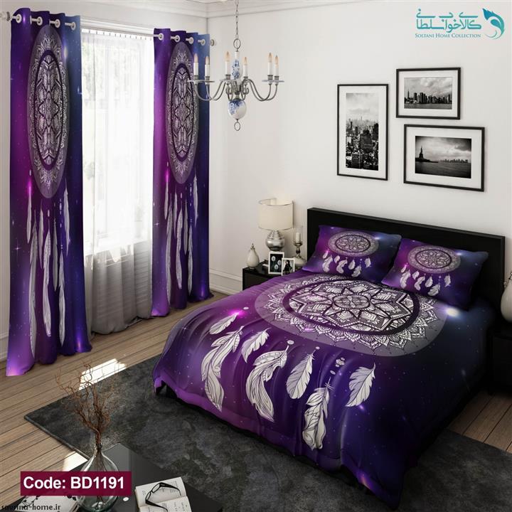 روتختی طرح دریم کچر بنفش دونفره کد BD1191